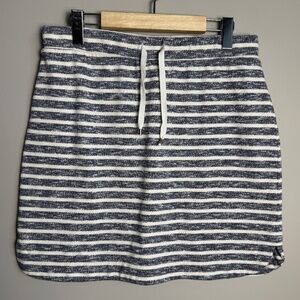 Kenji Women's M French Terry Cotton Blend Skirt Pull-On Beach Gray/White Stripe